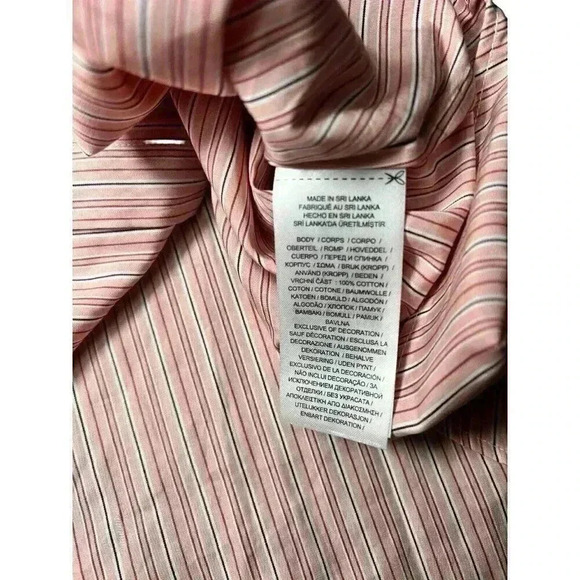 Ralph Lauren Womens Size 2X Plus Pink Striped Button Down Shirt with Crest - Picture 8 of 9
